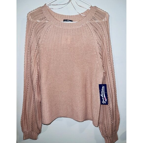 Freshman 1996 Pink Knit Sweater Womens Large Long Sleeve L(29in) Width(7in) - Picture 1 of 3